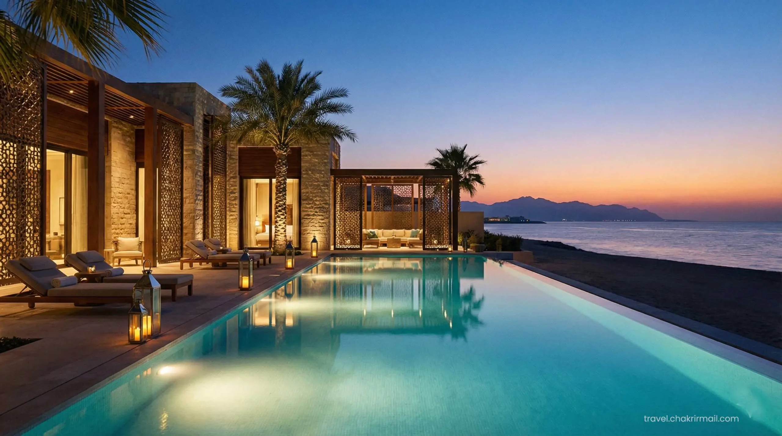 Exclusive beachfront private pool villa in Ras Al Khaimah perfect for Eid Al Fitr family staycations.